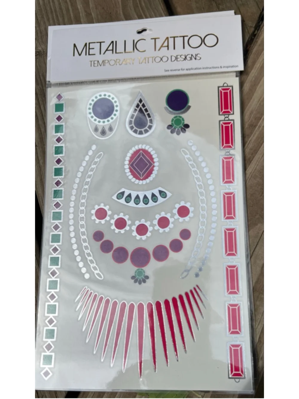 Temporary Metallic Tattoo Designs Gold Silver lot of 8 sheets